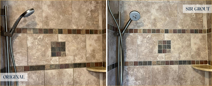 Shower Before and After a Superb Grout Sealing in Dublin, OH