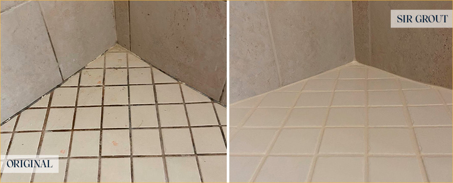 Shower Tiles Before and After Our Hilliard Tile and Grout Cleaners