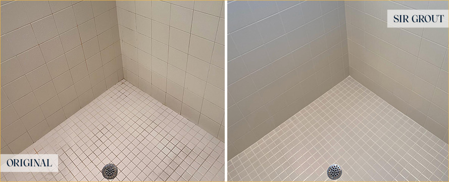 Bathroom Floor Before and After Our Westerville Grout Cleaning