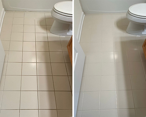 Bathroom Floor Before and After Our Powell Grout Sealing Service