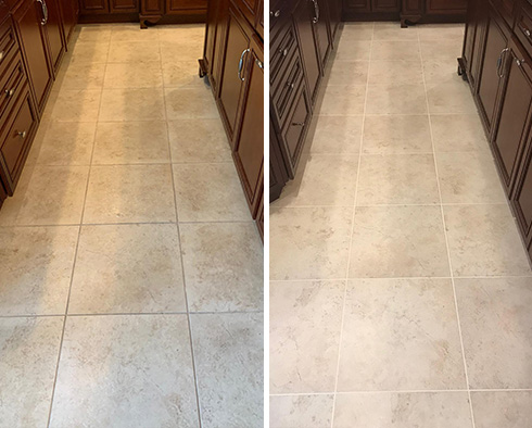 Tile Floor Before and After Columbus Tile and Grout Cleaners