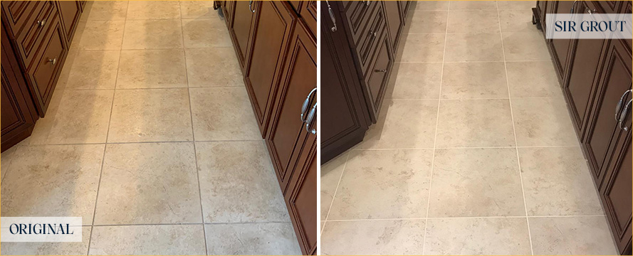 Tile Floor Before and After Columbus Tile and Grout Cleaners