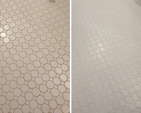 Bathroom Floor Before and After Our Dublin Grout Sealing