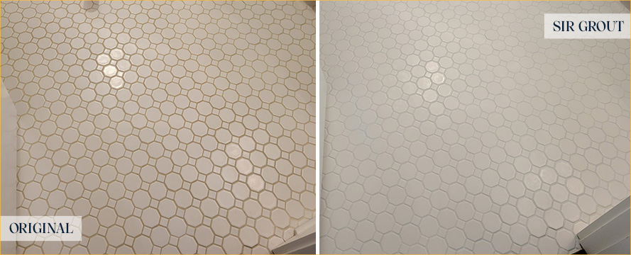 Bathroom Floor Before and After Our Dublin Grout Sealing