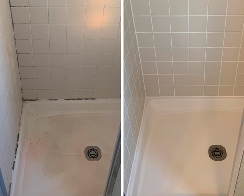 Tile Shower Before and After Our Caulking Services in Springfield