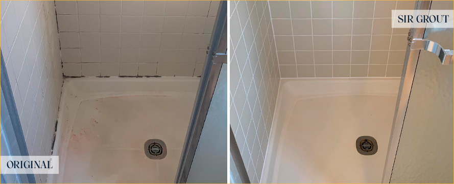 Tile Shower Before and After Our Caulking Services in Springfield