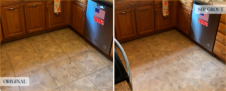 Floor Before and After an Excellent Grout Sealing in Springfield, OH
